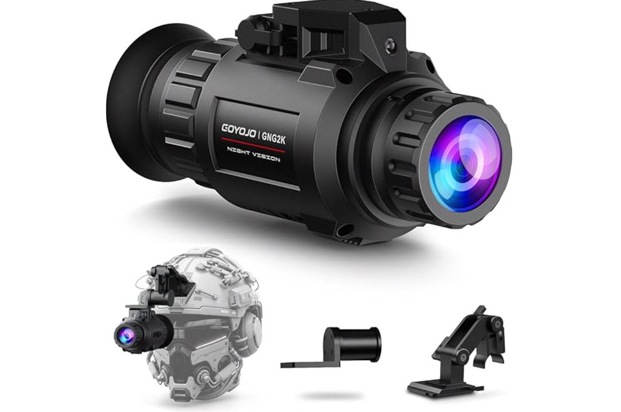 GOYOJO GNG2K Night Vision Monocular - 2K / 60Hz Refresh Digital Night Vision Goggles, Helmet Mountable, Stealth Infrared 940nm NVG with 0.0001 Lux Sensor, 4 Color Modes for Tactical/Hunting/Camping product image