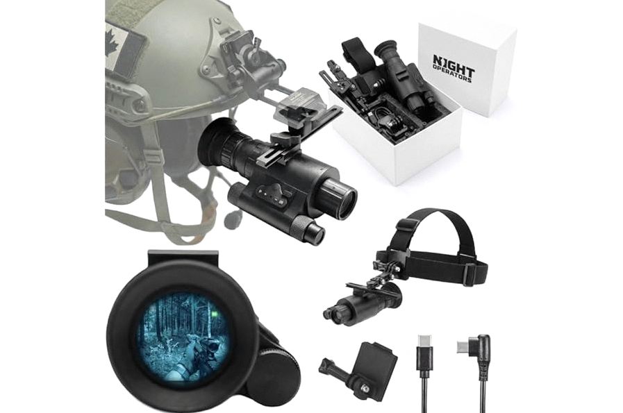 BINOCK BTI10 Helmet Thermal Imaging Goggles, 15 mm Lens Night Vision Scope with 384x288 Matrix, 800m Person Recognition, 1500m Car Recognition Head Mounted Thermal Monocular for Camping Hunting product image